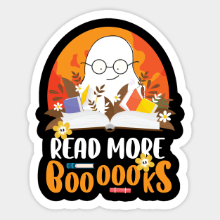 Read More Books Halloween Cute Ghost Boo Librarian Teacher, read more boooooks Sticker